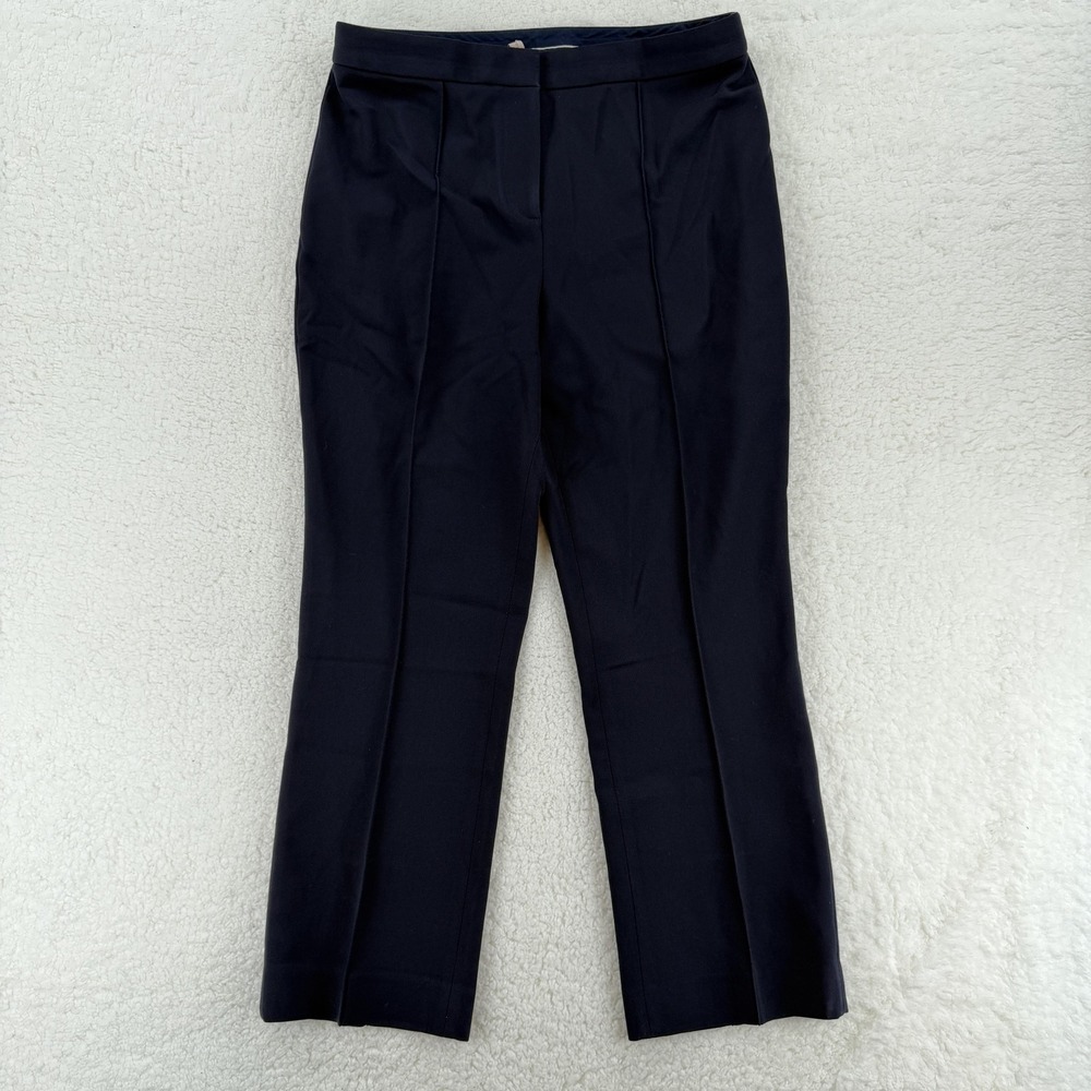 Tory Burch Womens 14 Navy Blue Wool Blend Straight Leg Dress Pants‎ Trousers
